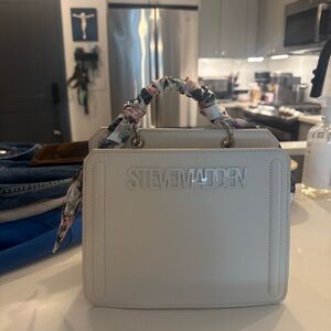 Steve Madden White Handbag with Floral Scarf